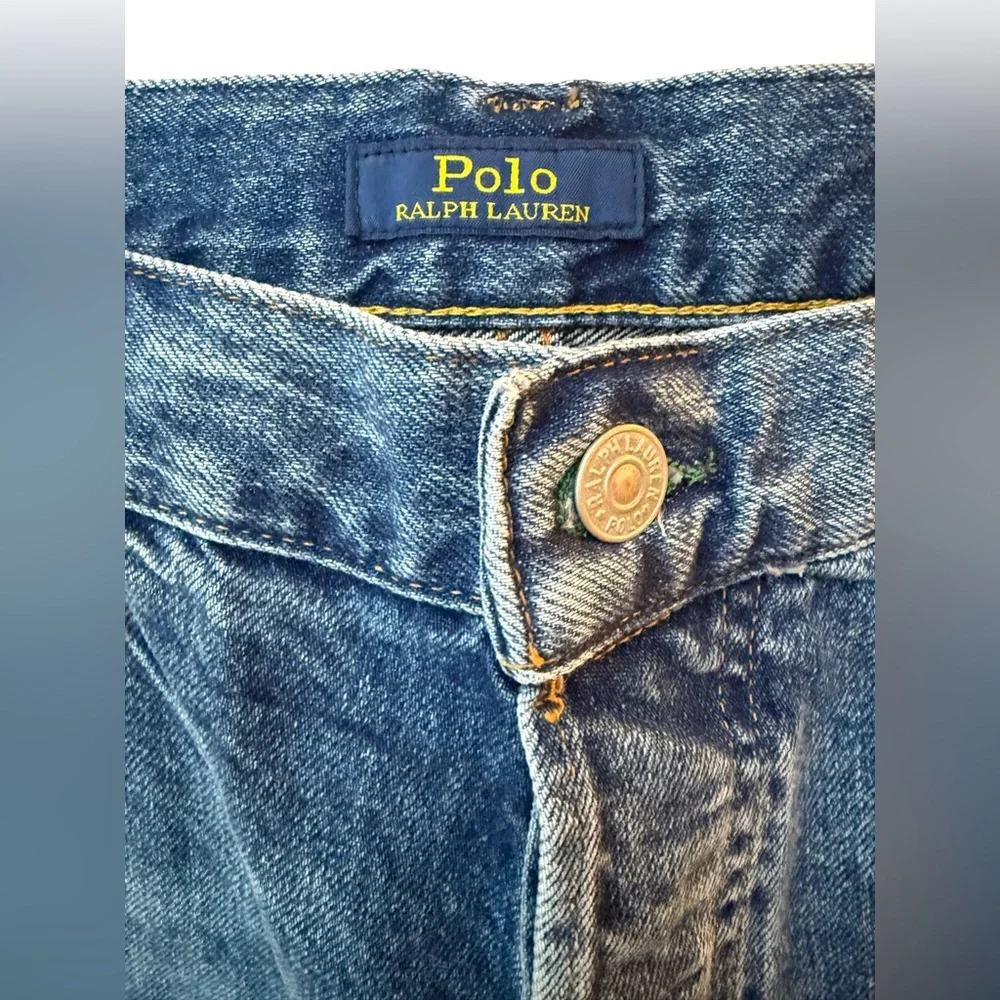 NWT Polo Ralph Lauren Men Paint Splatter Denim classic Straight Jeans Blue 34x30